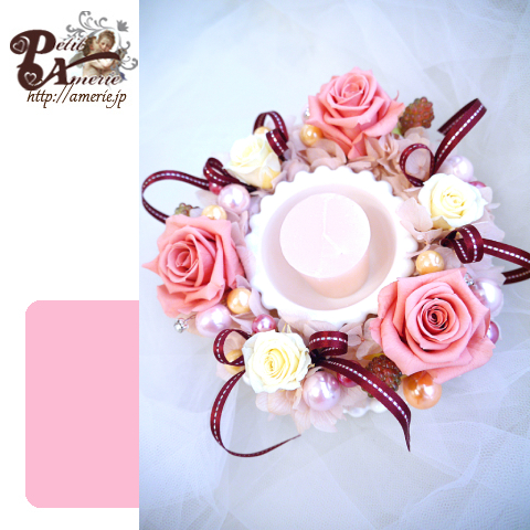 プリザーブドフラワー　キャンドルアレンジ