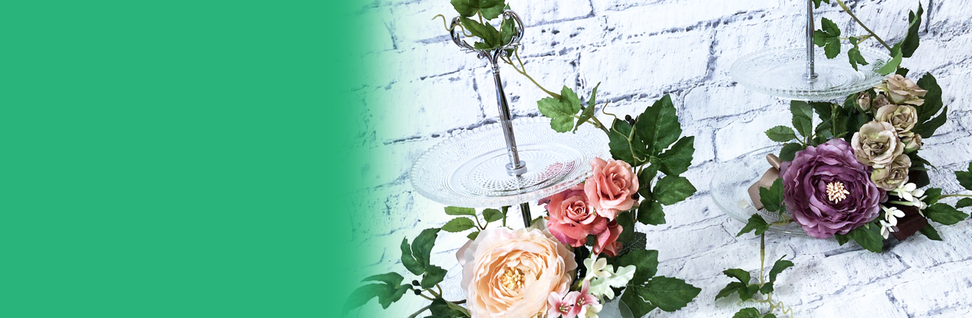 アーティフィシャルフラワー　アフタヌーンティープレート